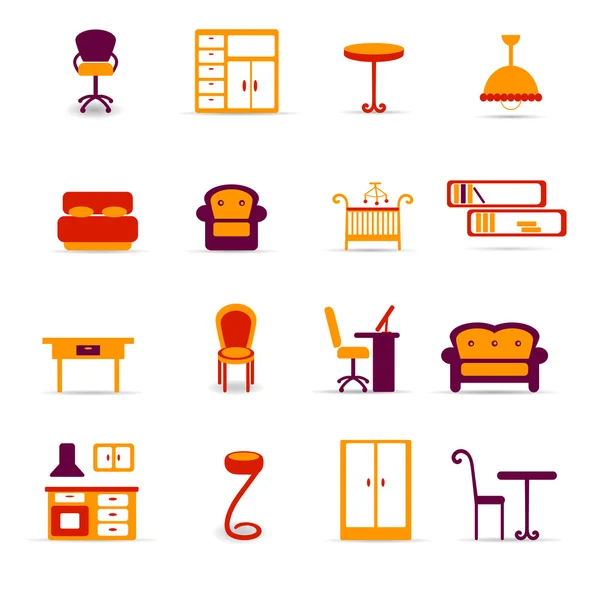 Iconos de muebles — Archivo Imágenes Vectoriales