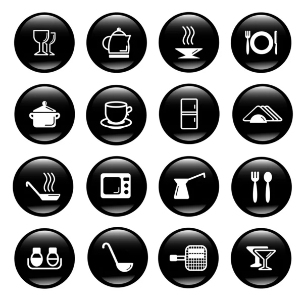 Kuchyňské nádobí ikony — Stockový vektor