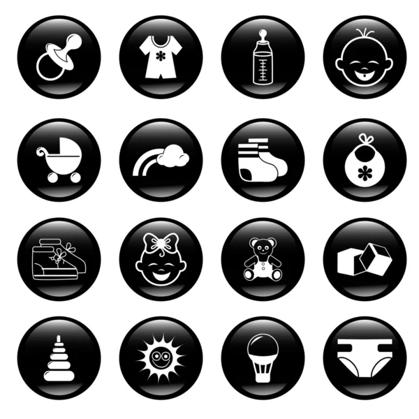 Baby clothing and accessories icons — Stock Vector