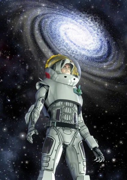 Astronaut en galaxy — Stockfoto