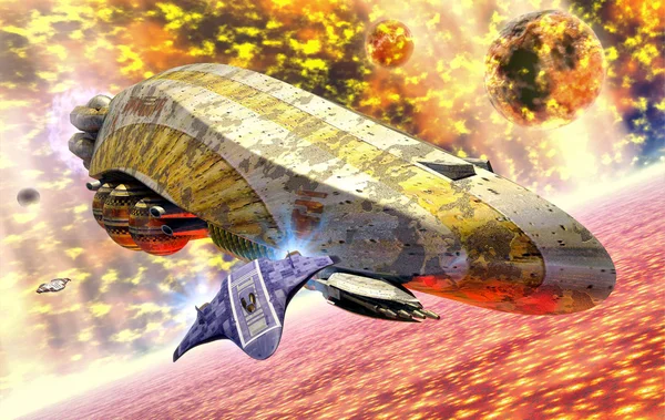 Spaceship sun explosion — Stock Photo, Image