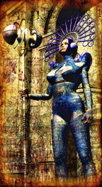 Cyberpunk alien princess painted clipart