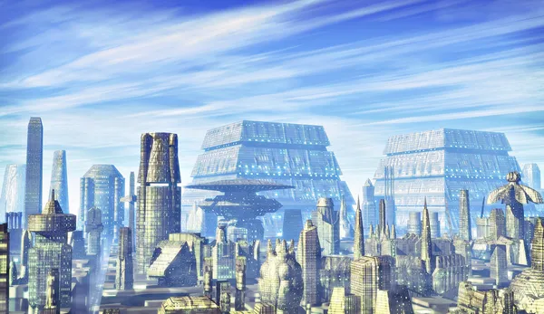 Futuristische stad achtergrond — Stockfoto