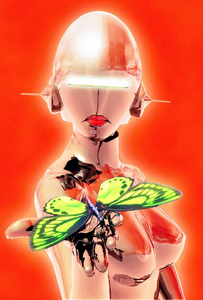 Robot femelle et robot papillon — Photo