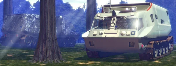 stock image Futuristic tank and forest