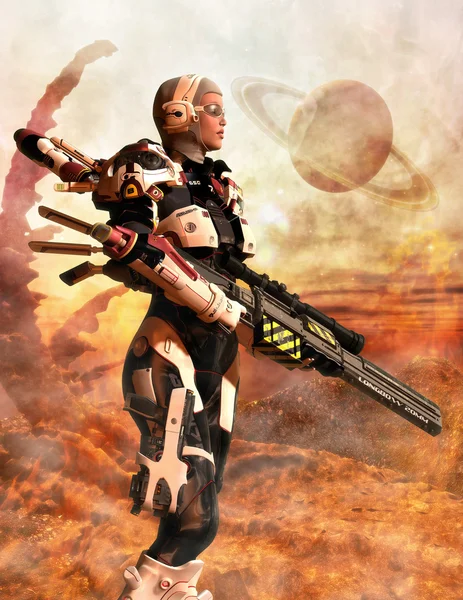 Mujer soldado futurista —  Fotos de Stock