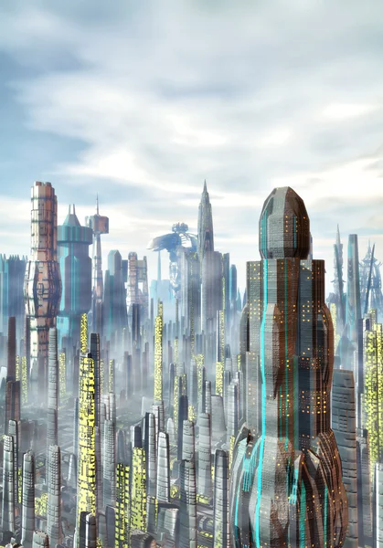 Futuristische stad achtergrond — Stockfoto