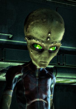 Ufo alien green clipart