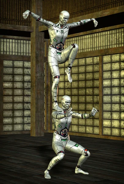 Robot d'arts martiaux kung fu — Photo
