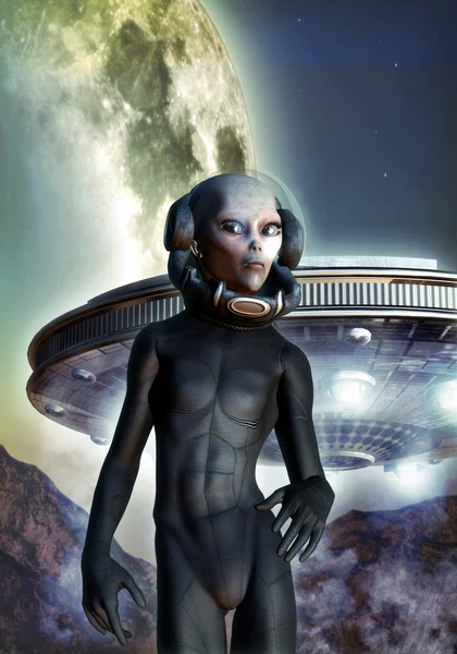 Ufo 외계인과 문 — 스톡 사진