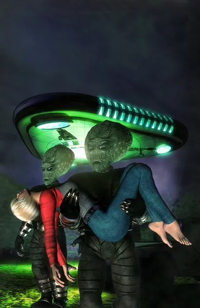 Ufo alien girl abduction — Stock Photo, Image
