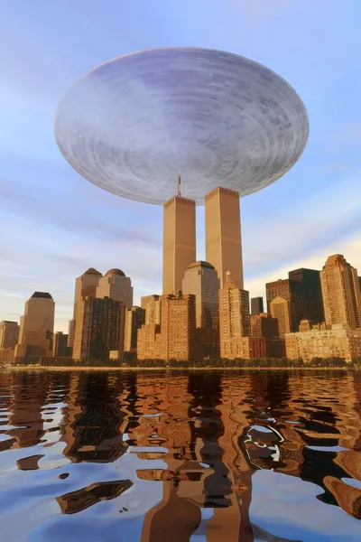 stock image Ufo alien over New York