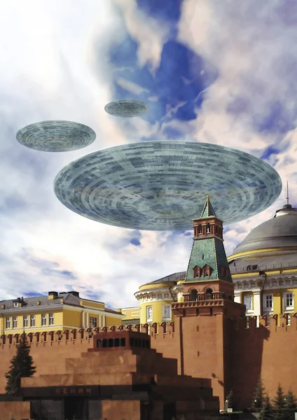 Ufo alien over Moscow — Stock Photo, Image