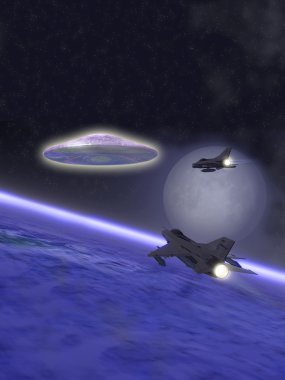 Ufo alien and interceptors clipart