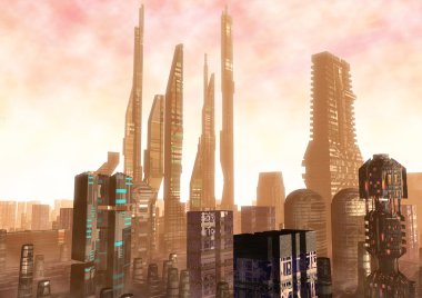 Şehir futuristic peyzaj