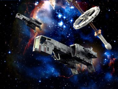 Spaceships at war clipart