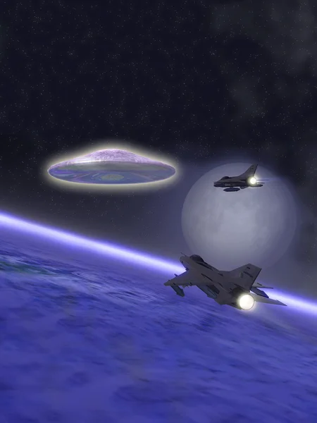 Ufo alien and interceptors — Stock Photo, Image