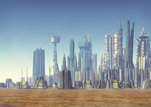 Cidade paisagem futurista — Fotografia de Stock