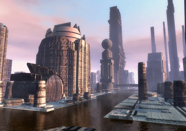 Cidade paisagem futurista — Fotografia de Stock