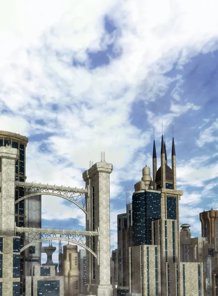 Stad futuristische landschap — Stockfoto