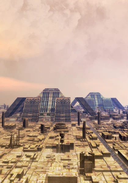 Şehir futuristic peyzaj — Stok fotoğraf
