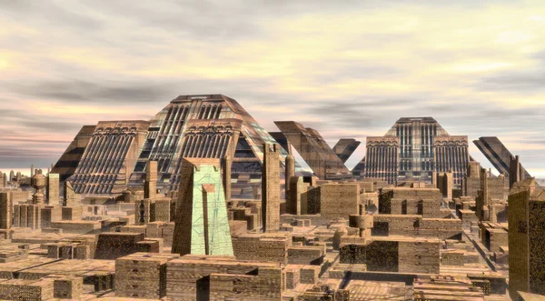 Staden futuristiska landskap — Stockfoto