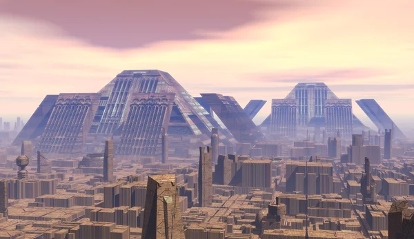 Stadt futuristische Landschaft — Stockfoto
