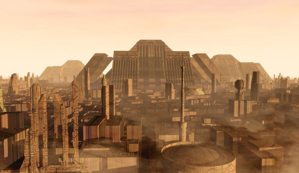 A futuristic city landscape in 3d