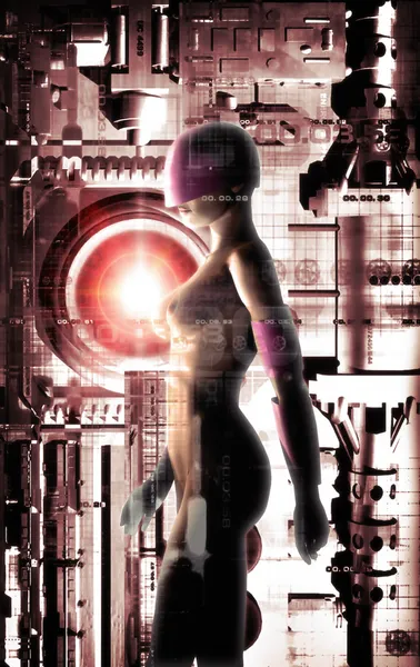 Futuristisches Cyberpunk-Mädchen — Stockfoto