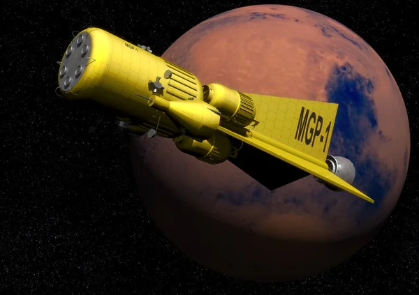 太空飞船和火星 — 图库照片