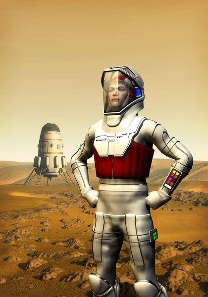 Astronauta na Marsie — Zdjęcie stockowe