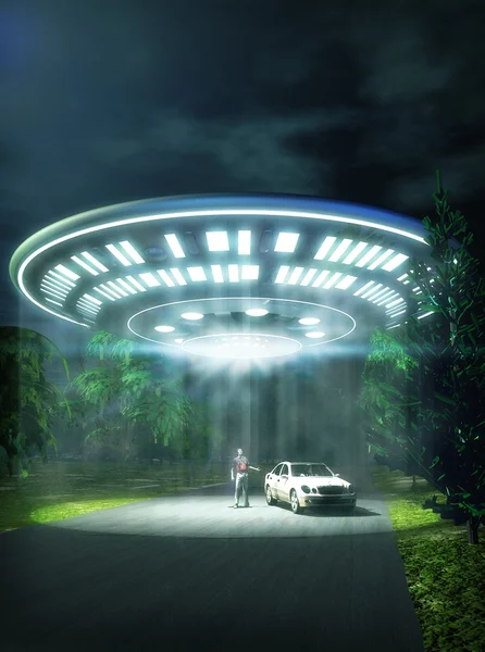Ufo alien abduction — Stock Photo, Image