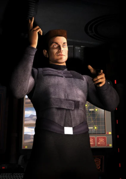 Человек-офицер космического корабля — стоковое фото