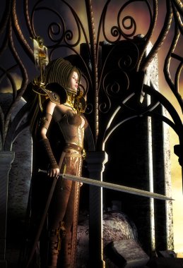 Fantasy woman warrior clipart