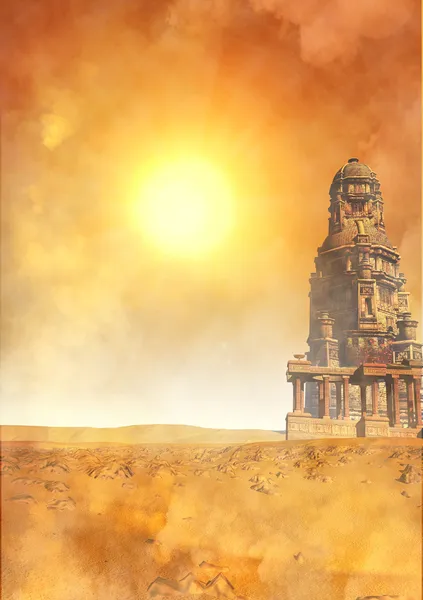 Fantasia deserto templo fundo — Fotografia de Stock