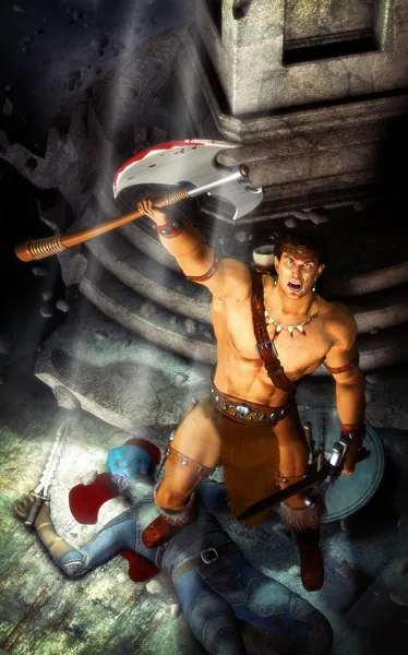 Barbarian fantasy warrior — Stock Photo, Image