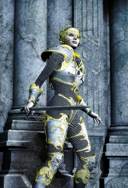 Woman fantasy warrior — Stock Photo, Image