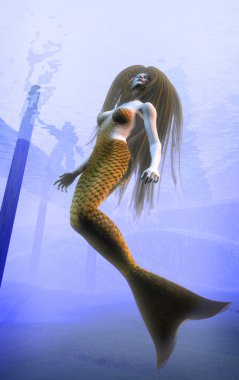 Mermaid under water clipart