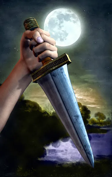 Knife and moon — Stock Photo, Image