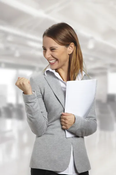Victorious business woman — Stock Photo, Image
