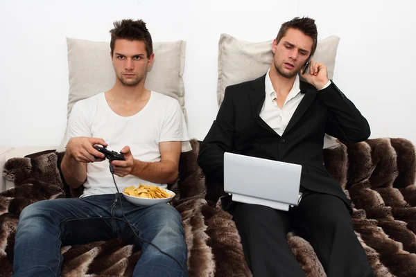 Gamer and Businessman side by side — Stock Photo, Image