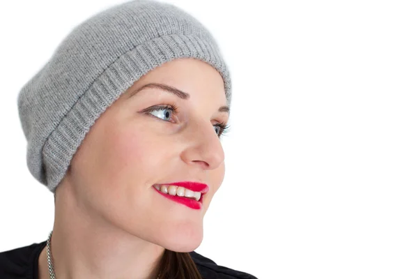 Vrouw met een rode lippenstift — Stockfoto
