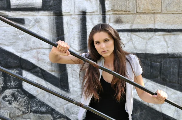 stock image Young woman in hip hop style portrait