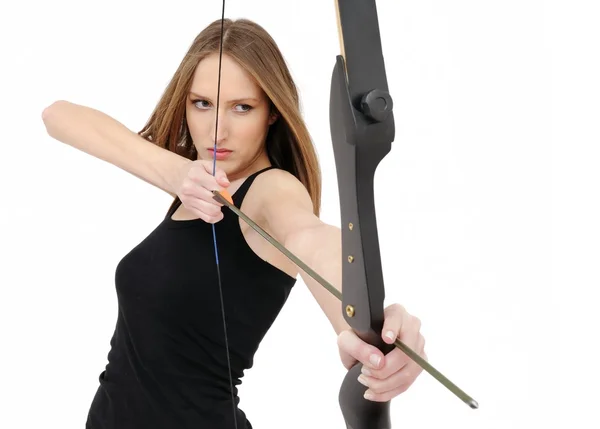 stock image Woman shooting with bow