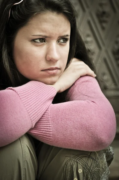 Young person in depression outdoors — Stock Photo, Image