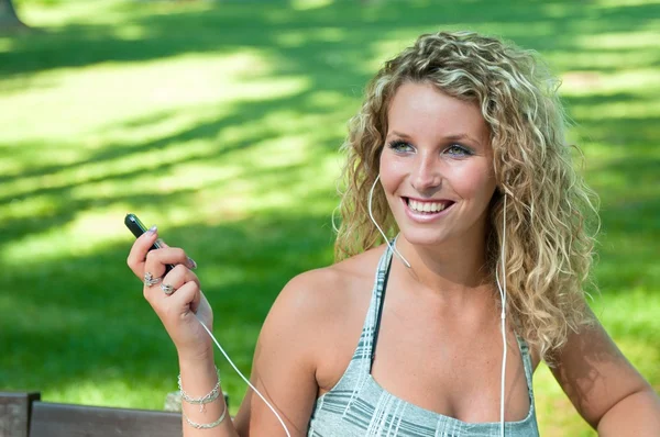 Listening music - woman portrait — Stock Photo, Image