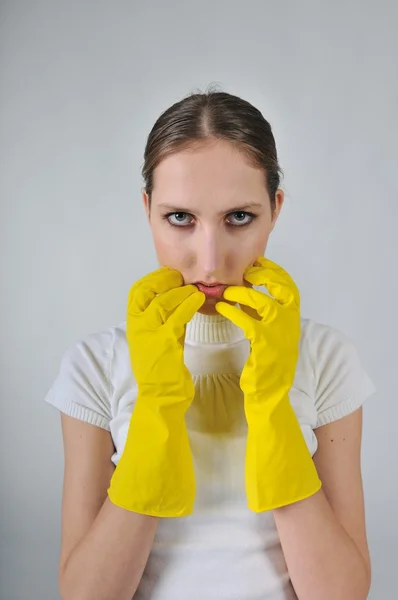 stock image Yellow gloves - what will I do?