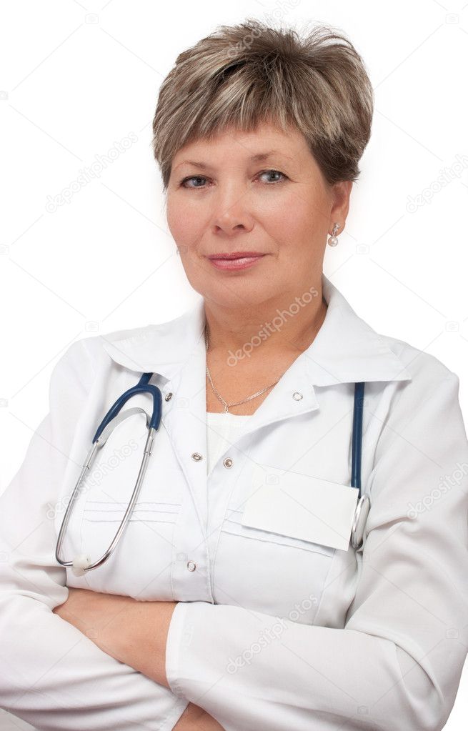 Woman doctor standing with hands crossed
