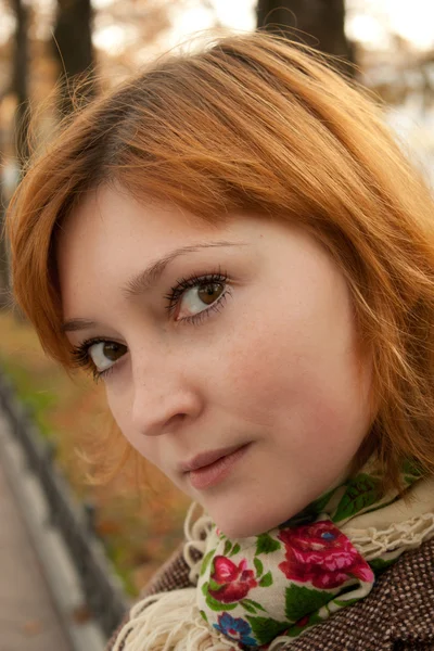 stock image Wondering girl in an autumn park