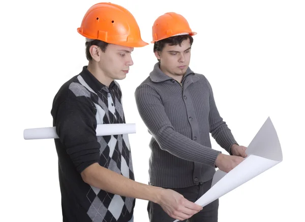 Achitects looking on blueprints — Stock Photo, Image